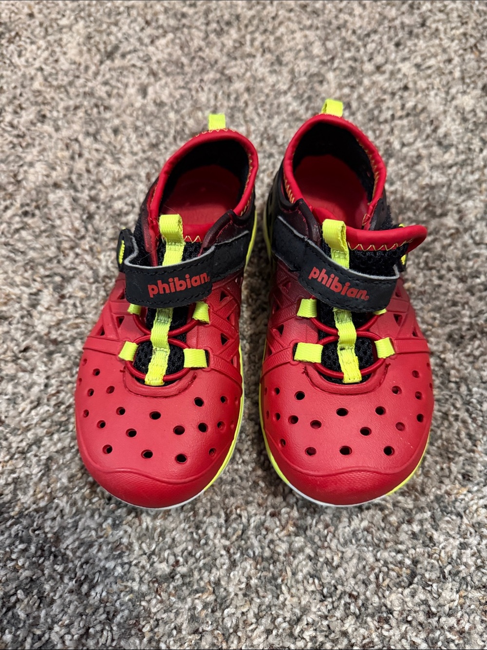 Stride Rite Phibian Boy's Red and Neon Yellow Lightweight Shoes Toddler 8